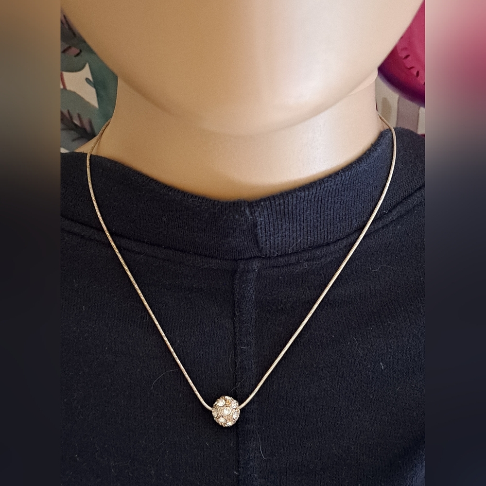 Lia Sophia Diamond Ball Silver Necklace with Crystal Accents